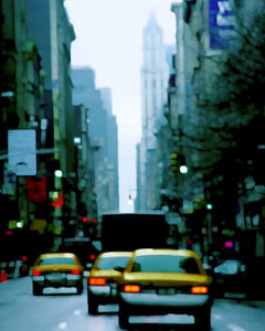 The medium appears like picturesque dreamscapes of abstract city-scenes. Rising from real snapshots, in postpoduction WP extracts the essence of the " urban vibe" , the individual impressions of a modern Metropolis and its constant buzz